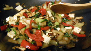 Bok Choy Stir-Fry with Red Peppers and Shitakes